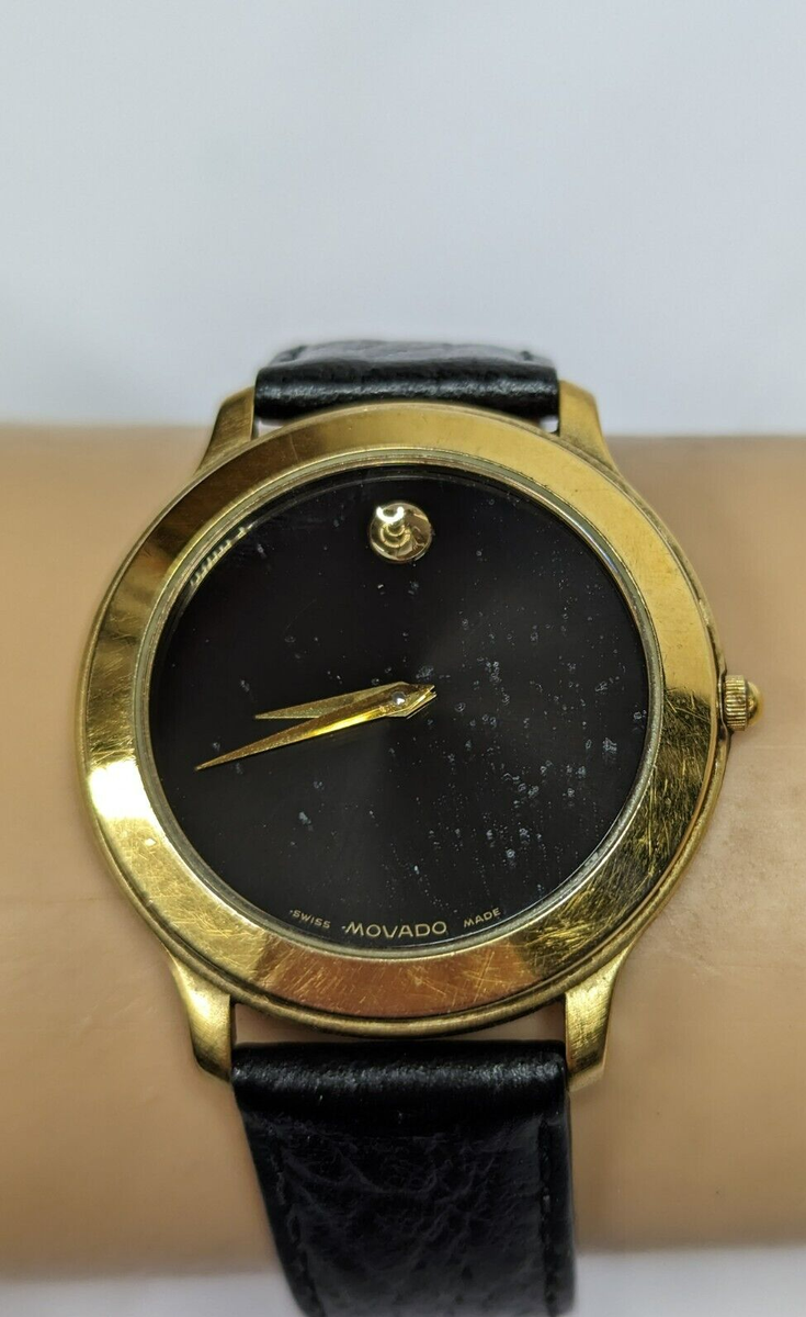 Vintage MOVADO Men's Wristwatch New Battery Scratch on Bezel