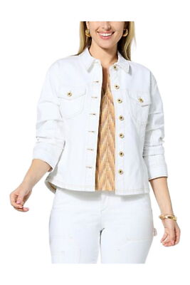 Democracy 3/4 Ruched Sleeve Button-Up Shirt Jacket Optic White