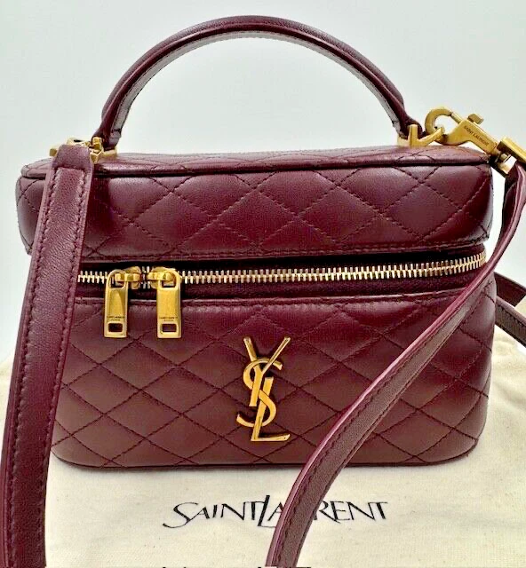 SAINT LAURENT (YSL) Yves Saint Laurent Rouge Cabernet Gaby Vanity Bag in pelle di agnello