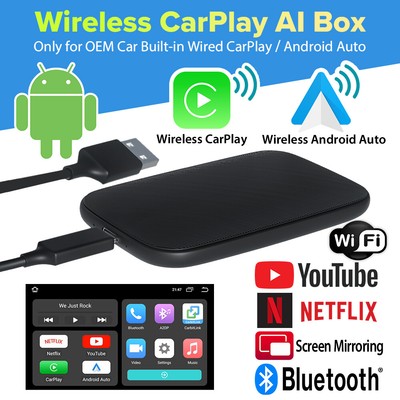 Eonon Carplay Ai Box Wireless Apple CarPlay/Android Auto Auto Multimedia Adapter