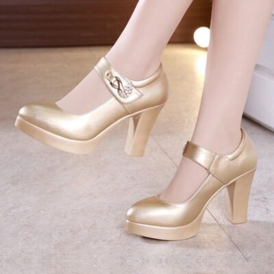 New Women thick heel Pumps platform High Heels Party Dress