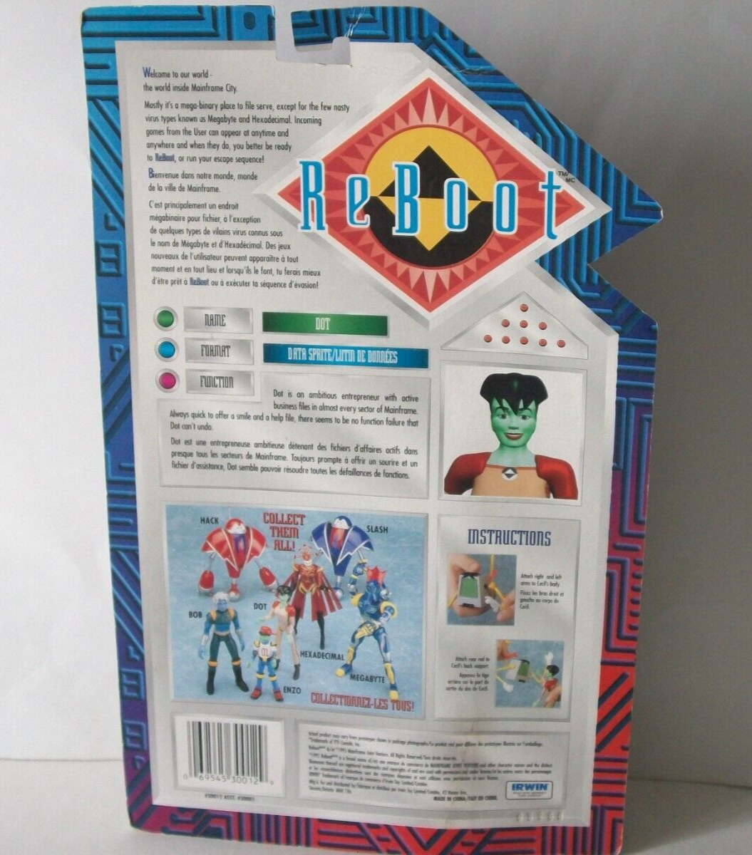 ReBoot Dot Matrix & Cecil Action Figure In Box Vintage 1995 Irwin