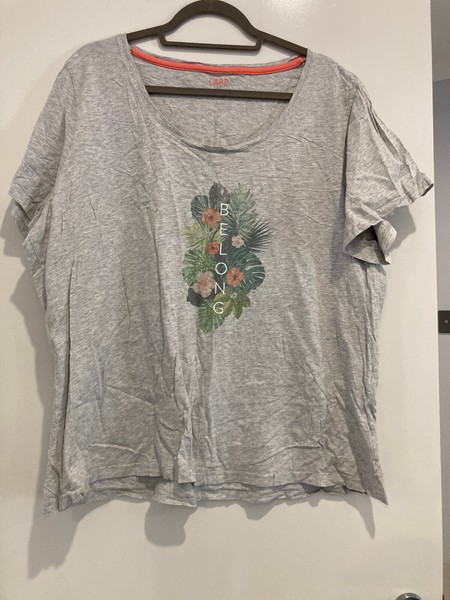 Cape 24 Graphic T-shirt Tee Grey Plus 'Belong' Womens Cotton Floral Tropical