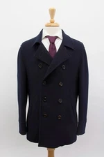 NWT$8475 Brunello Cucinelli Men Cashmere-Wool Pea Coat W/Logo Buttons 48/38 A242