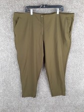 Worthington Slim Leg Ankle Pant Womens 24W Plus Green High Rise Pockets Stretch