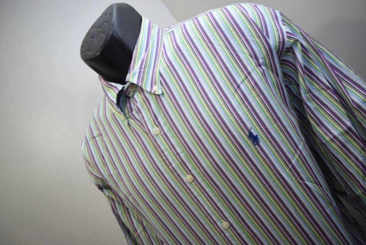 Polo Ralph Lauren Dress Shirt Classic Long Sleeve Striped Mens Size 17 XL