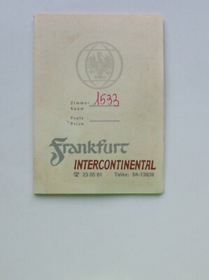 VINTAGE FRANKFURT GERMANY INTERCONTINENTAL HOTEL MAP fold-out BROCHURE