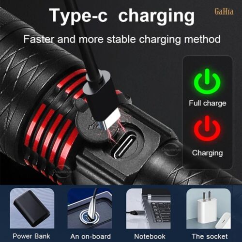 Lampe Torche de Poche Puissante avec Zoom 2000 Lumens Rechargeable Anti Chocs - Imagen 5 de 11