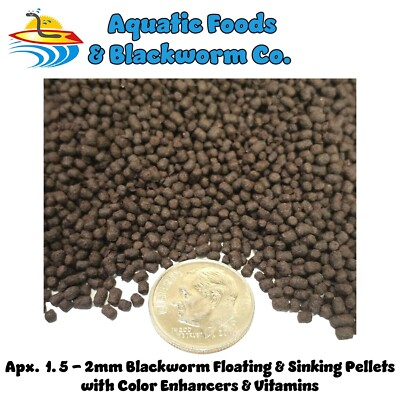 Floating/Sinking Blackworm Pellets w/Color Enhancers & Vitamins.  Apx 1.5-2mm