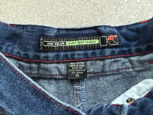 VINTAGE KIKWEAR JEANS JUST SAY GLOW 69’ OPENING JNCO BAGGY RAVE GLOWSTICK Y2K - Picture 7 of 9