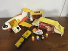 Lot Of VTG Fisher Price Little People Jet Airplane Gas Cart Boat Train People