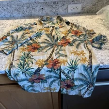 BATEK BAY / M/ BUTTON FRONT HAWAIIAN ALOHA SHIRT / Tropical Palm Trees