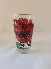 Peanut Butter VINTAGE Red Poppy Glasses 5" FLOWER 