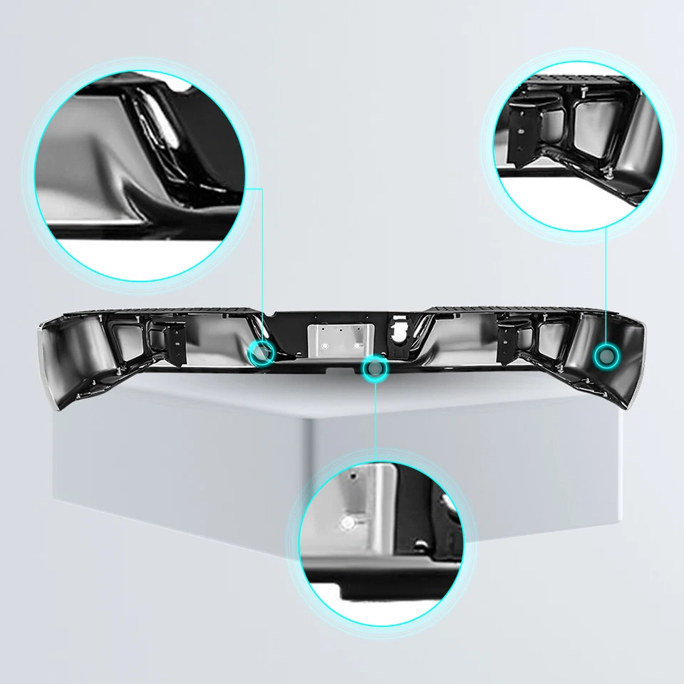 Conjunto de parachoques trasero cromado para Dodge Ram 1500 2009-2018 Ram 2500 3500 2010-2012 Foto 4 de 4