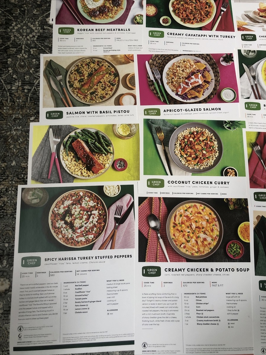 Green Chef Recipe Cards 