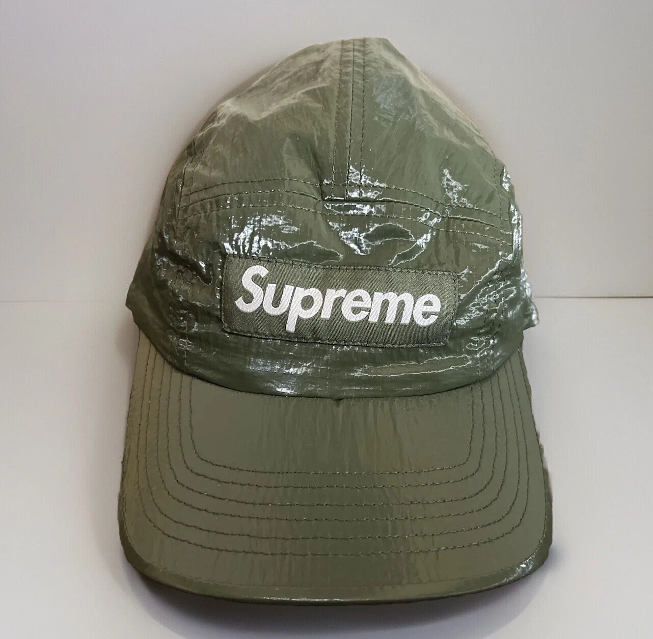 CASQUETTE DE CAMP RIPSTOP BRILLANTE SUPRÊME OLIVE FW23 SEMAINE 3 100 % AUTHENTIQUE NEUVE