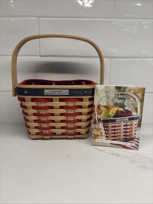 Longaberger 2001 Hostess Appreciation Basket W/Red & Blue & Patriotic Liner USA