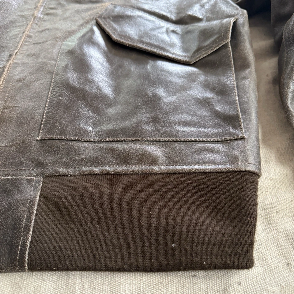 Chaqueta Bomber de Cuero Alpha Industries XL 3A382 Piloto Aviador CONTRATISTA MARRÓN Foto 3 de 4