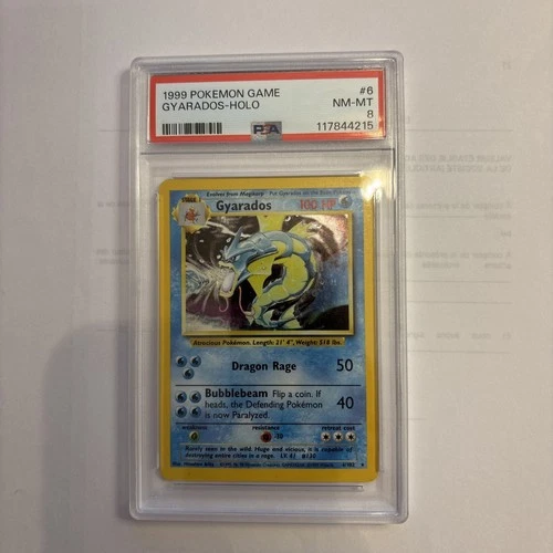 1999 POKEMON BASE SET UNLIMITED #6 GYARADOS-HOLO PSA 8