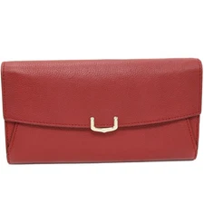 Cartier Leather Zip Wallet Bordeaux Women Brown One Size