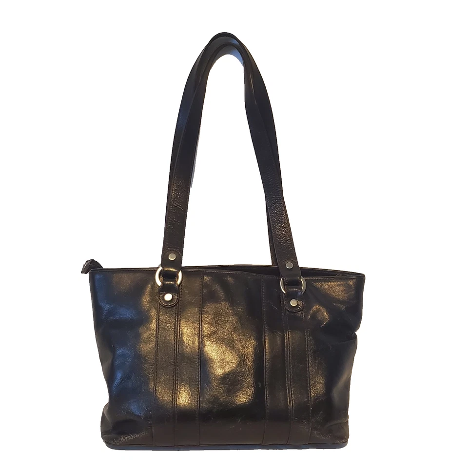 Bolso de Mano Etienne AIGNER Negro Cuero Guijarro Suave Hombro Doble Asa 61573 Foto 2 de 4