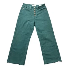 Judy Blue Los Angeles Wide Leg Crop Womens 3/26 Button Fly Jeans Green JB88104-C