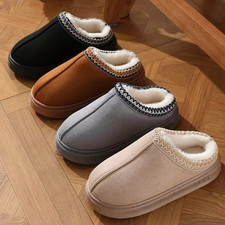 Luxury Fleece Lined Mule Slippers Platform Suede Womens Girls Fluffy Ugg Dupes