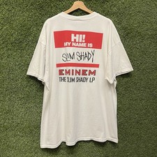 Vintage Eminem Hi My Name Is Slim Shady LP Hip Hop Rap Tee Mens XXL White 1999