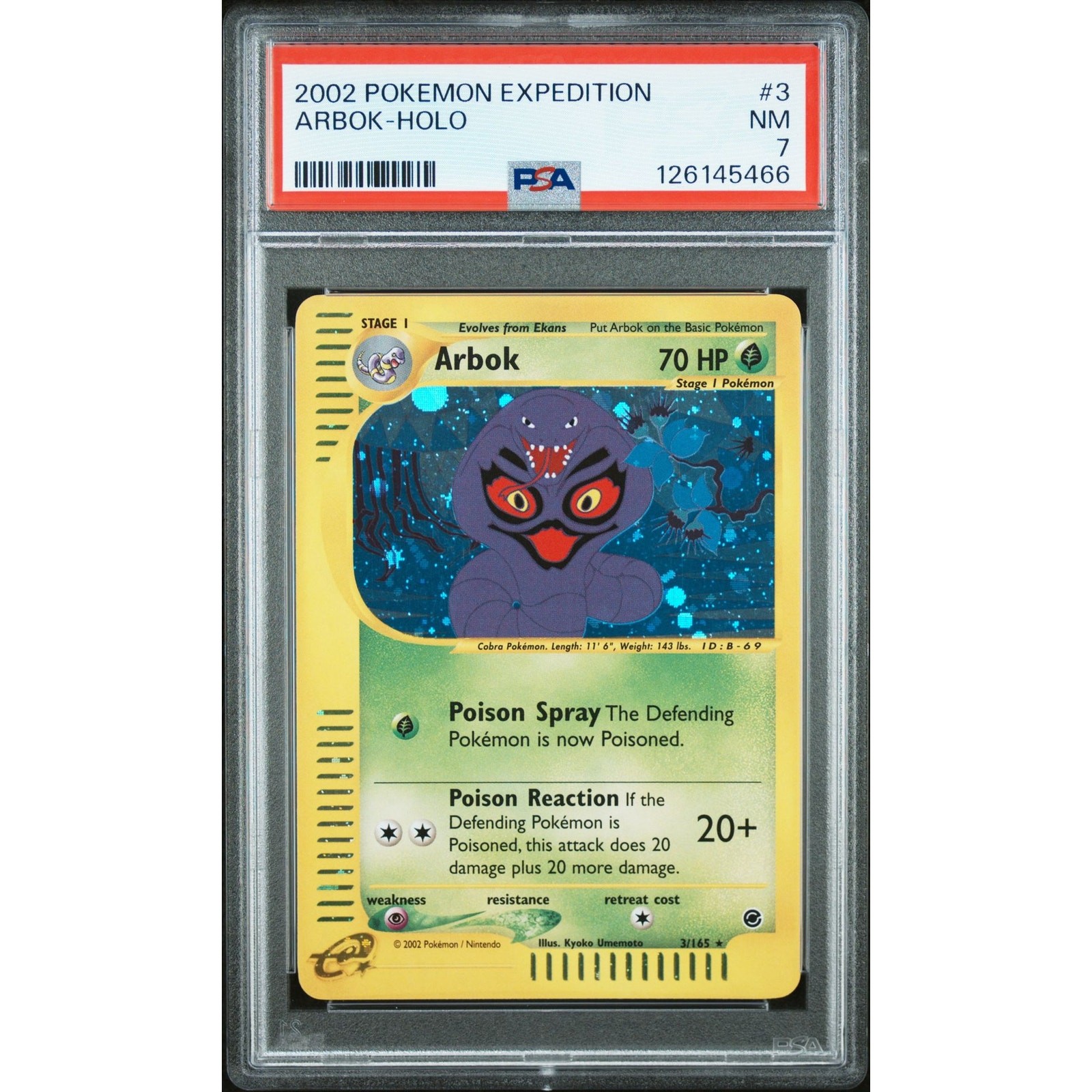 PSA 7 NEAR MINT Arbok 3/165 Pokémon Expedition 2002 Holo Foil Rare E-Reader Card