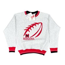 Vintage Nebraska Cornhuskers Youth Crewneck Sweatshirt Gray Red Football M NWT