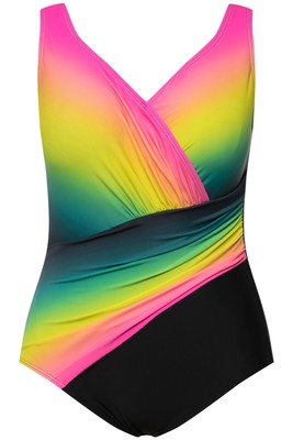 Ulla Popken Damen große Größen Badeanzug Farbverlauf Softcups Drapierung