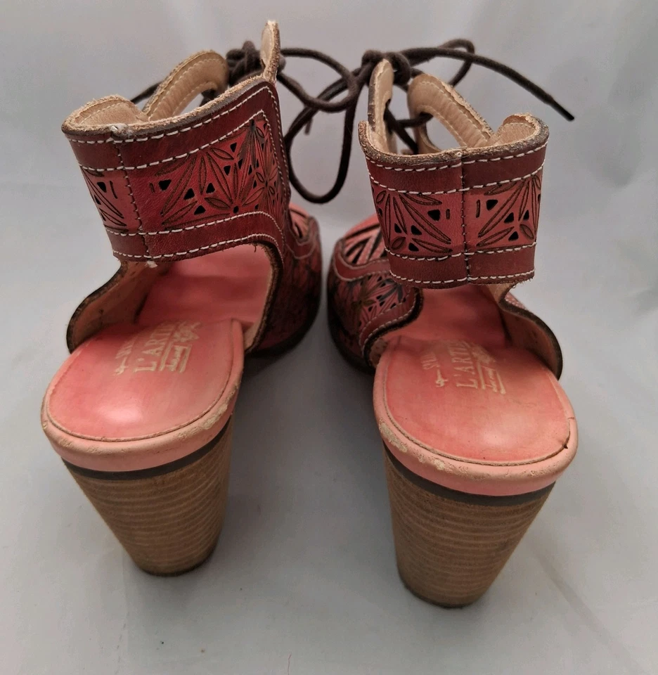 L' Artiste Spring Step Laure Pink 39, 8, 8.5 Shoe Heel Sandal Lace Up Strappy - Image 3 of 4
