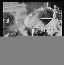 Untitled photo, : Columbia Steel Company at Ironton, Utah. Pouring a heat of