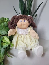 Vtg Cabbage Patch Doll VIOLET EYES Brown POODLE Double Pony #3 HM OK Tag