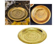 Religious Ornate Brass Hindu Shivratri Puja Thali Om Plate 5.5'' Home Temple