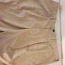 Dockers Mens Dark Khaki Pants Poly Cotton Pleated Straight Slacks 42 x30