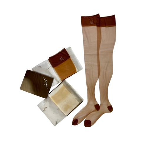 Vintage 1950s Hanes 415 Stockings 2 Pair NOS 10.5 M Little Color RHT Boxed