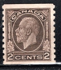Canada Stamp Scott #206, 2c, King George V, Coil, MNH, VF, SCV$32.50