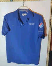 Domino's Pizza Delivery Experts Process Blue Uniform Shirt Medium Vintage 2001