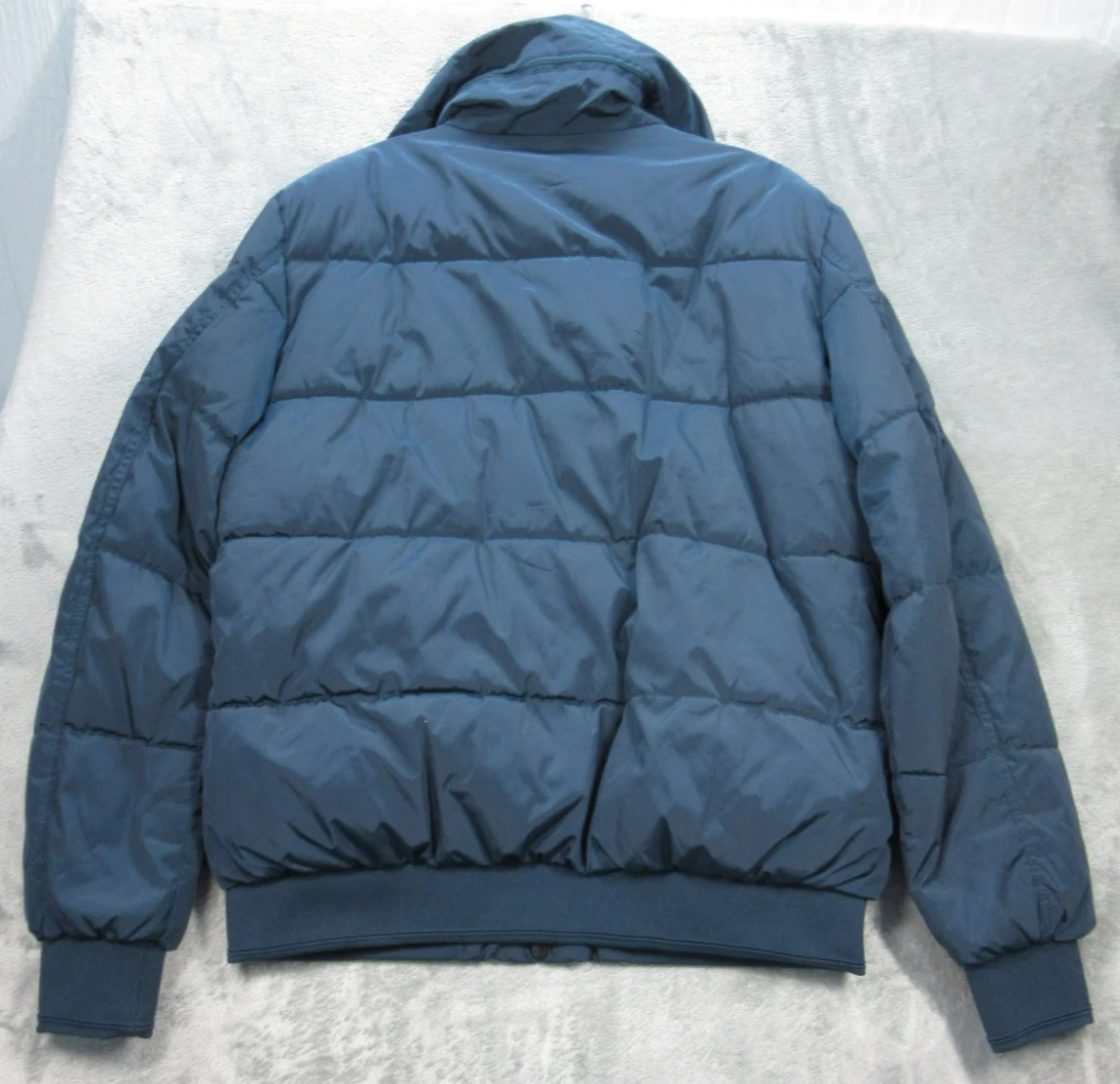 Zara Man Mens Size XL Jacket Full Zip Blue Lined w/ Packable Hood Polyester image 2