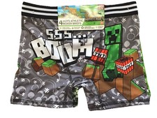 New Minecraft Boys SZ L/8 Athletic Boxer Briefs 4-Pack Underwear Comfort S11-3 