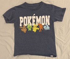 Pokemon Boy's Blue Character Line Up Logo T-shirt Sz: M 10/12 - FAST SHIPPING
