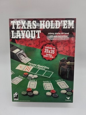 Texas Hold em Poker Felt Layout 35x35 Tabletop Mat Cardinal Open Box New