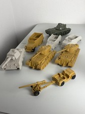 Marx Army plastic Tanks vehicles lot Desert Fox German US jeep w/howitzer