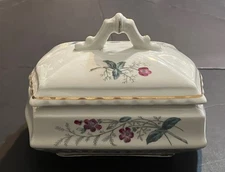 H Burgess Berslem Ironstone China 3 Piece CAMPION Covered Butter/Cheese Dish