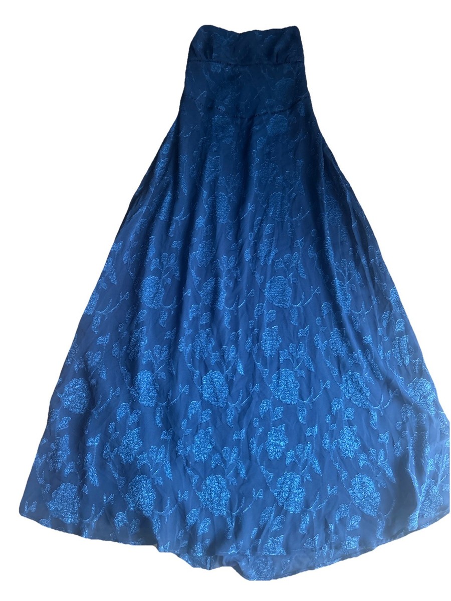 open lace back dress Princess Polly Women's Frederica Plunge Neck Maxi Dress - Blue