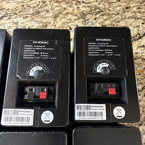 PHONIC Versatap 30 Speakers SET OF 6 Black - 30W - 8OHMS - TESTED - Very Rare! - Picture 9 of 10