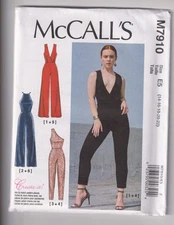 7910 McCALLS Create Your Look - Knit JUMPSUITS w 3 Bodices - Sz 14/16/18/20/22