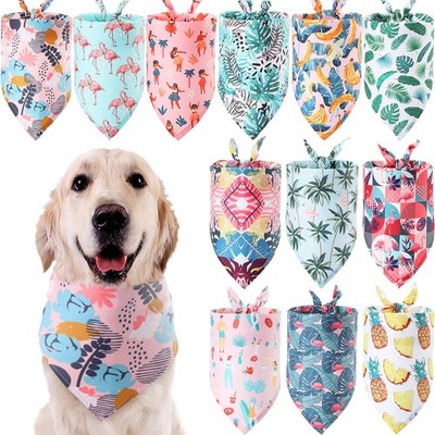 Dog Bandana Summer Hawaii Pattern 12 PCS Large Adjustable Triangle Bibs Pet