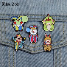 Animal Circus Enamel Pins Custom Funny Clown Goat Frog Cat Dog Brooches Lapel Ba